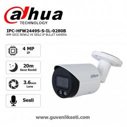 Dahua IPC-HFW2449S-S-IL-0280B 4mp Gece Renkli ve Sesli ip Bullet Kamera